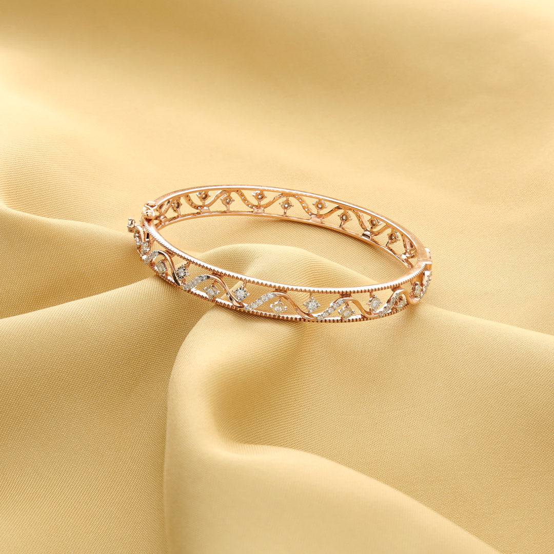 Crystal Mesh Diamond & Gold Bangles for Women