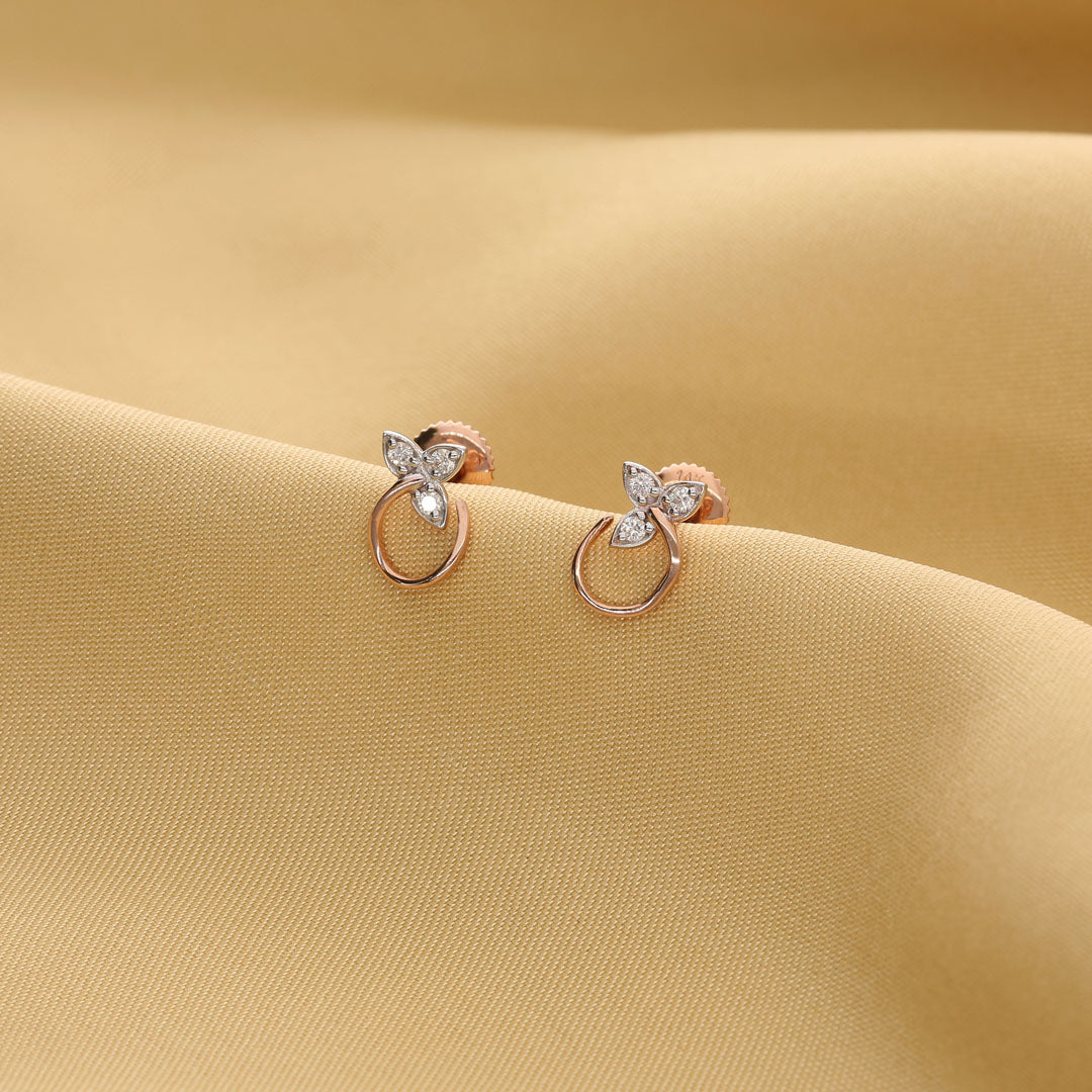 Orlisse Bloom Diamond & Gold Stud Earrings for Women