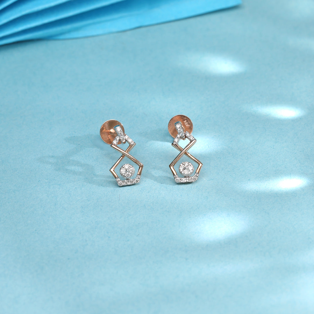 Orbit Gleam Diamond & Gold Stud Earrings for Women