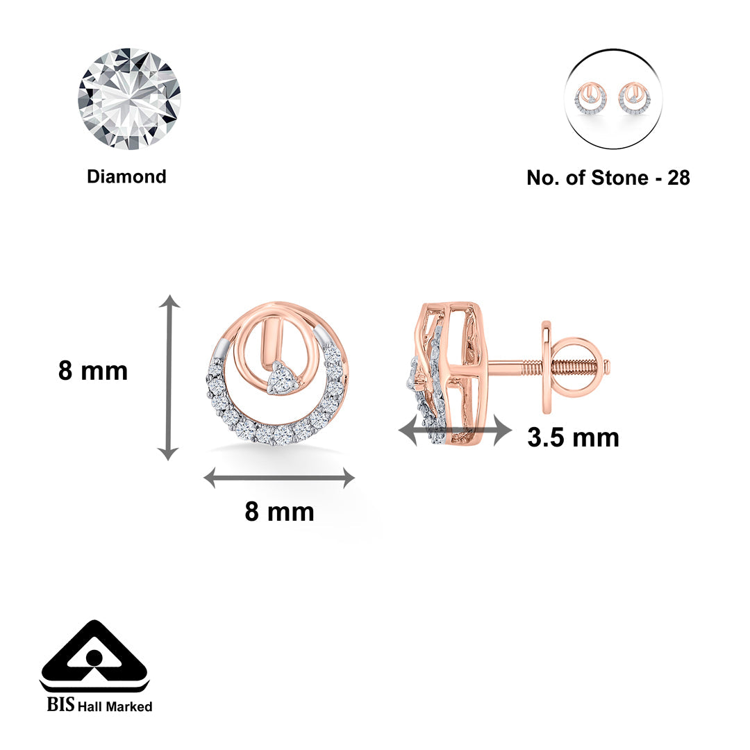 Sun Halo Diamond & Gold Stud Earrings for Women