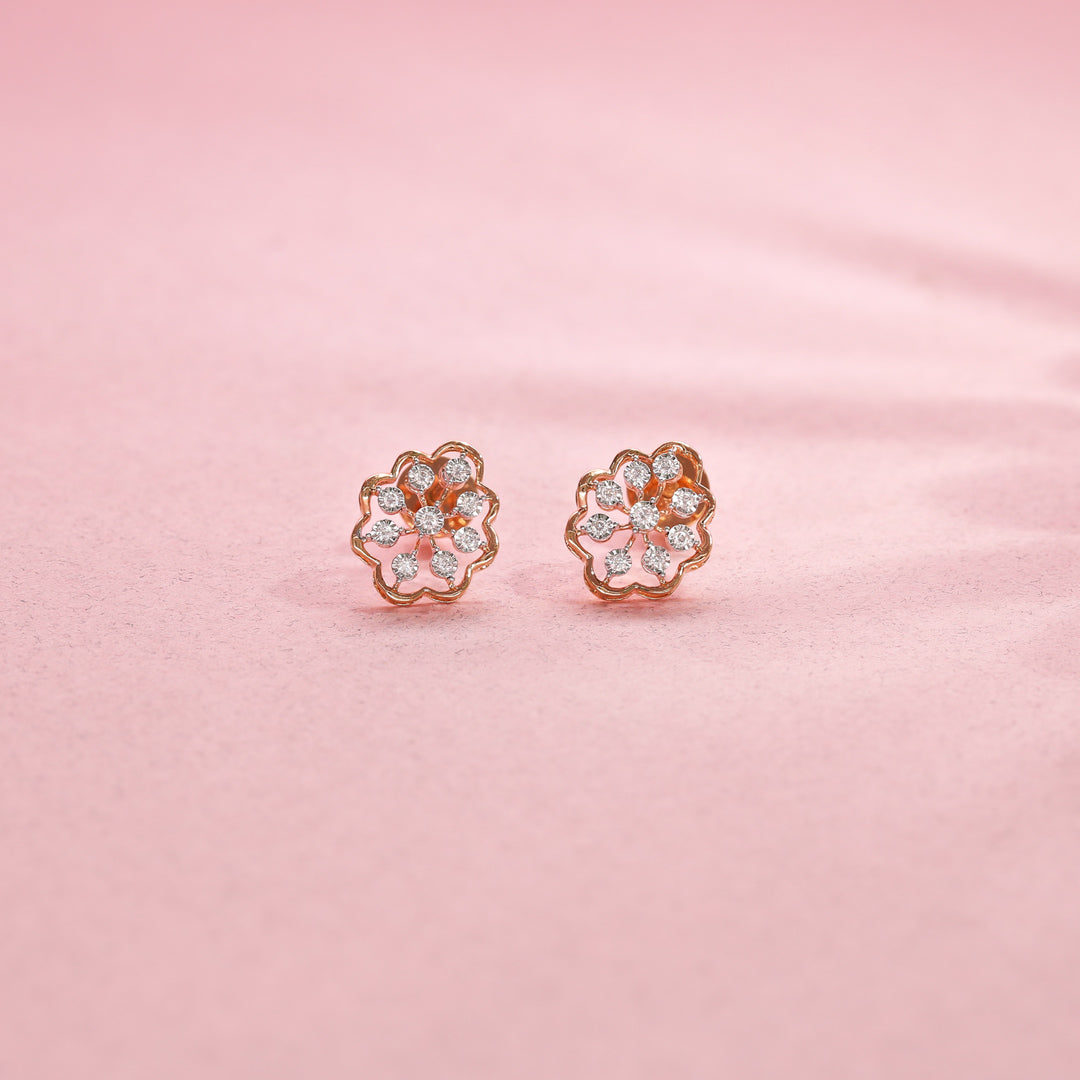 Celestial Muse Diamond & Gold Stud Earrings for Women
