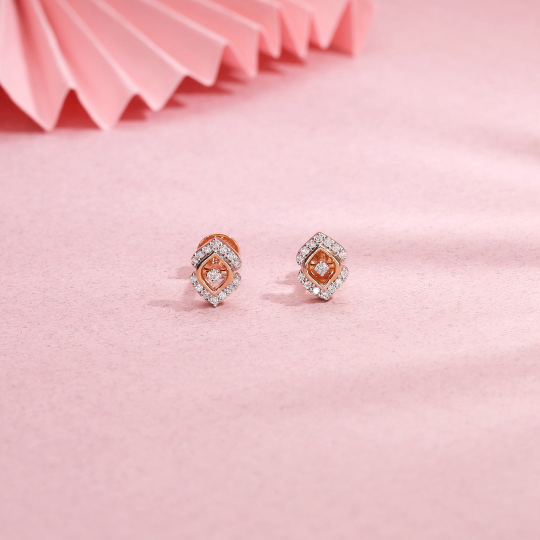 Prismelle Diamond & Gold Stud Earrings for Women