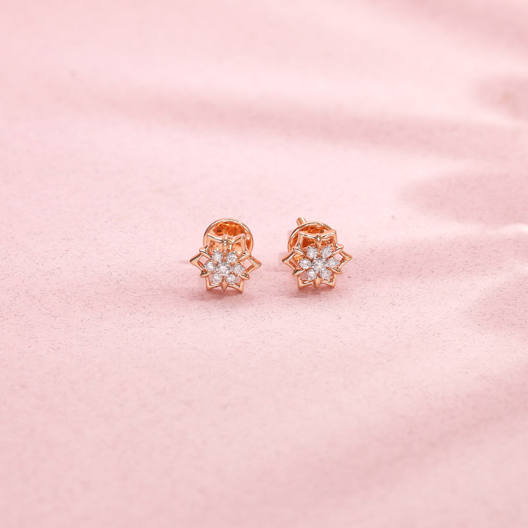 Hexa Gems Diamond & Gold Stud Earrings for Women