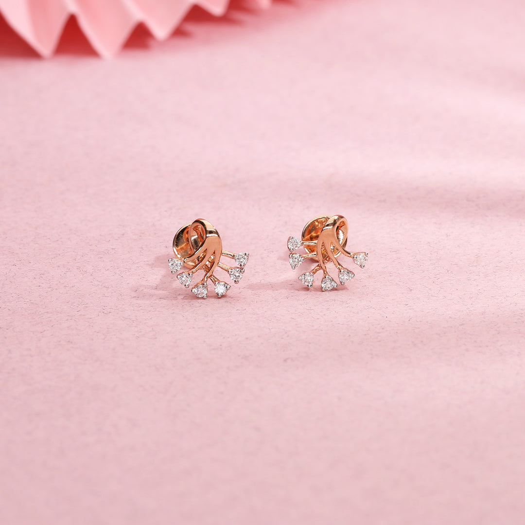 Willow Grace Diamond & Gold Stud Earrings for Women