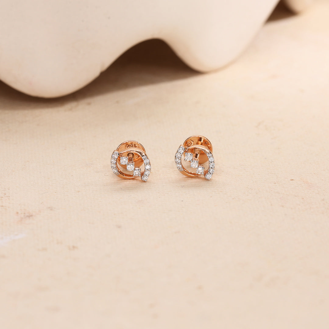 Lumi Glow Diamond & Gold Stud Earrings for Women