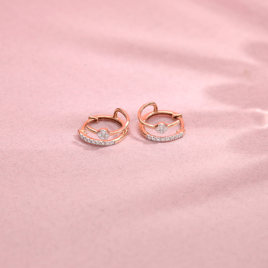 Oval Glow Diamond & Gold Hoops & Huggies Earrings for Women