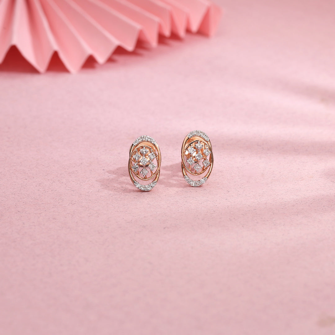 Gleaming Bond Diamond & Gold Stud Earrings for Women