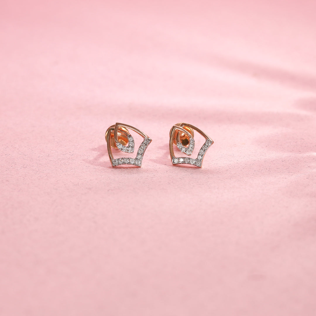Solstice Glow Diamond & Gold Stud Earrings for Women