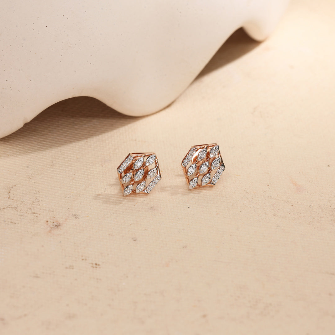 Dewora Shine Diamond & Gold Stud Earrings for Women