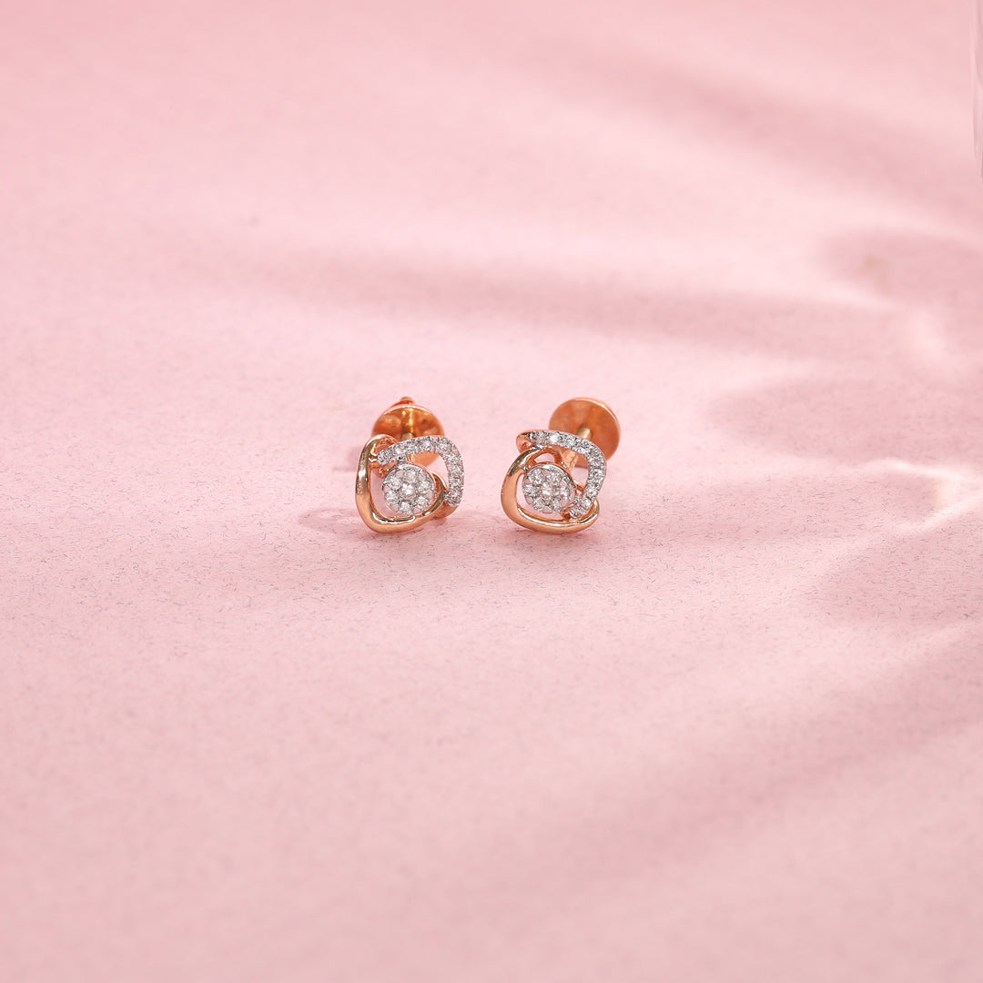 Stellar Glow Diamond & Gold Stud Earrings for Women
