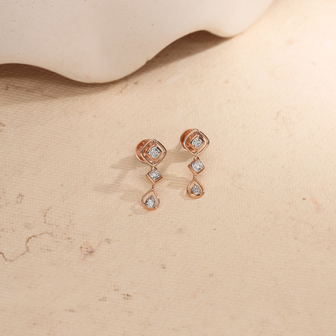 Gleam Chain Diamond & Gold Drops & Danglers Earrings for Women