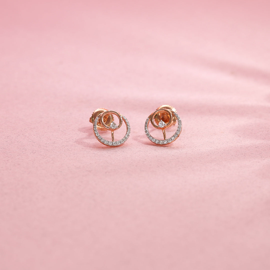 Celestial Radiance Diamond & Gold Stud Earrings for Women