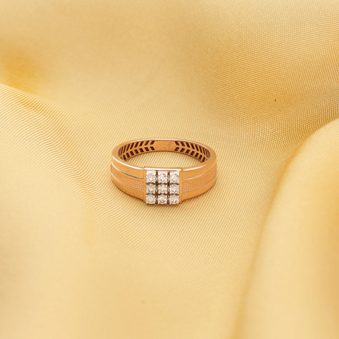 Grid Prestige Diamond & Gold Men's Ring for Men