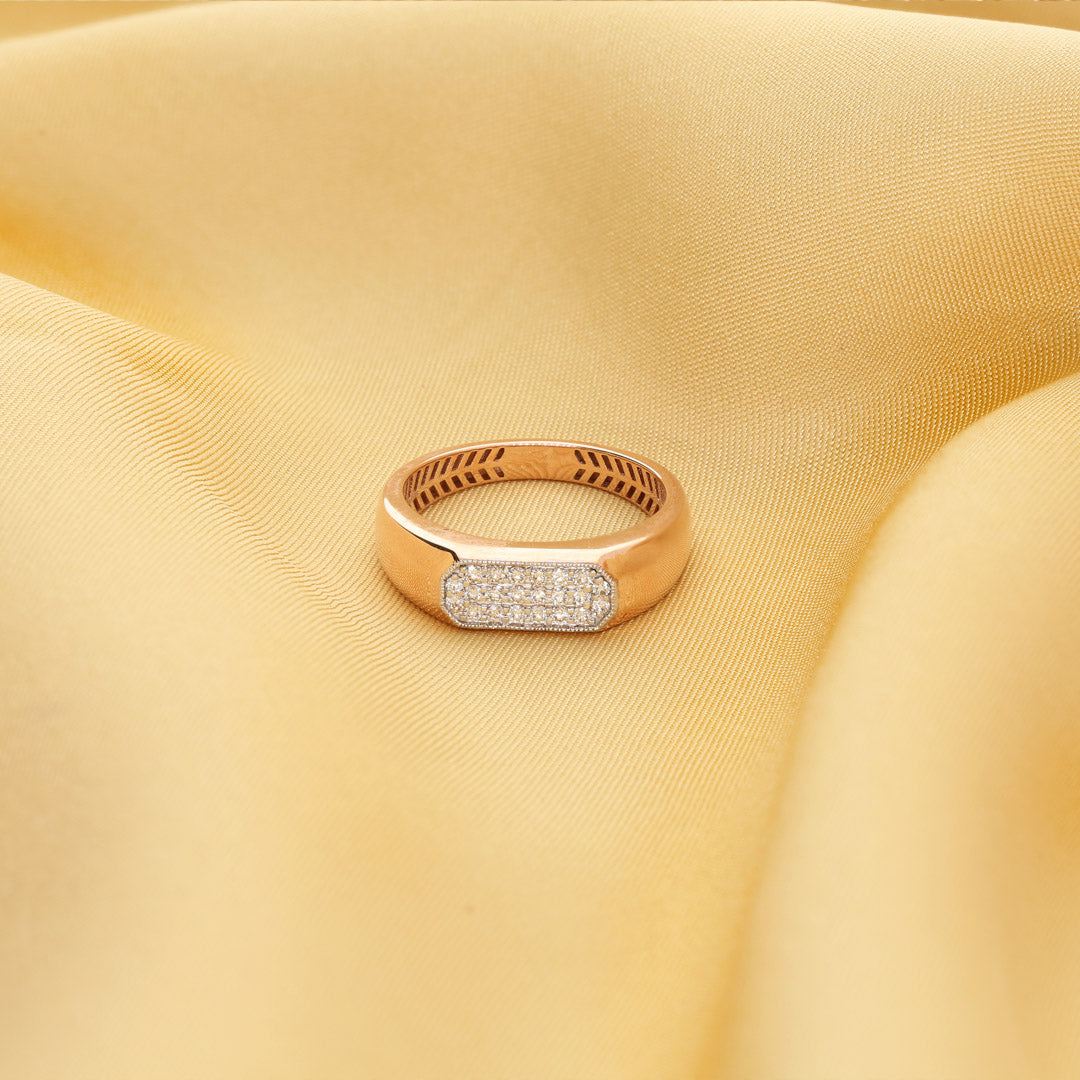 Crown Panel Diamond & Gold Men's Ring for Men