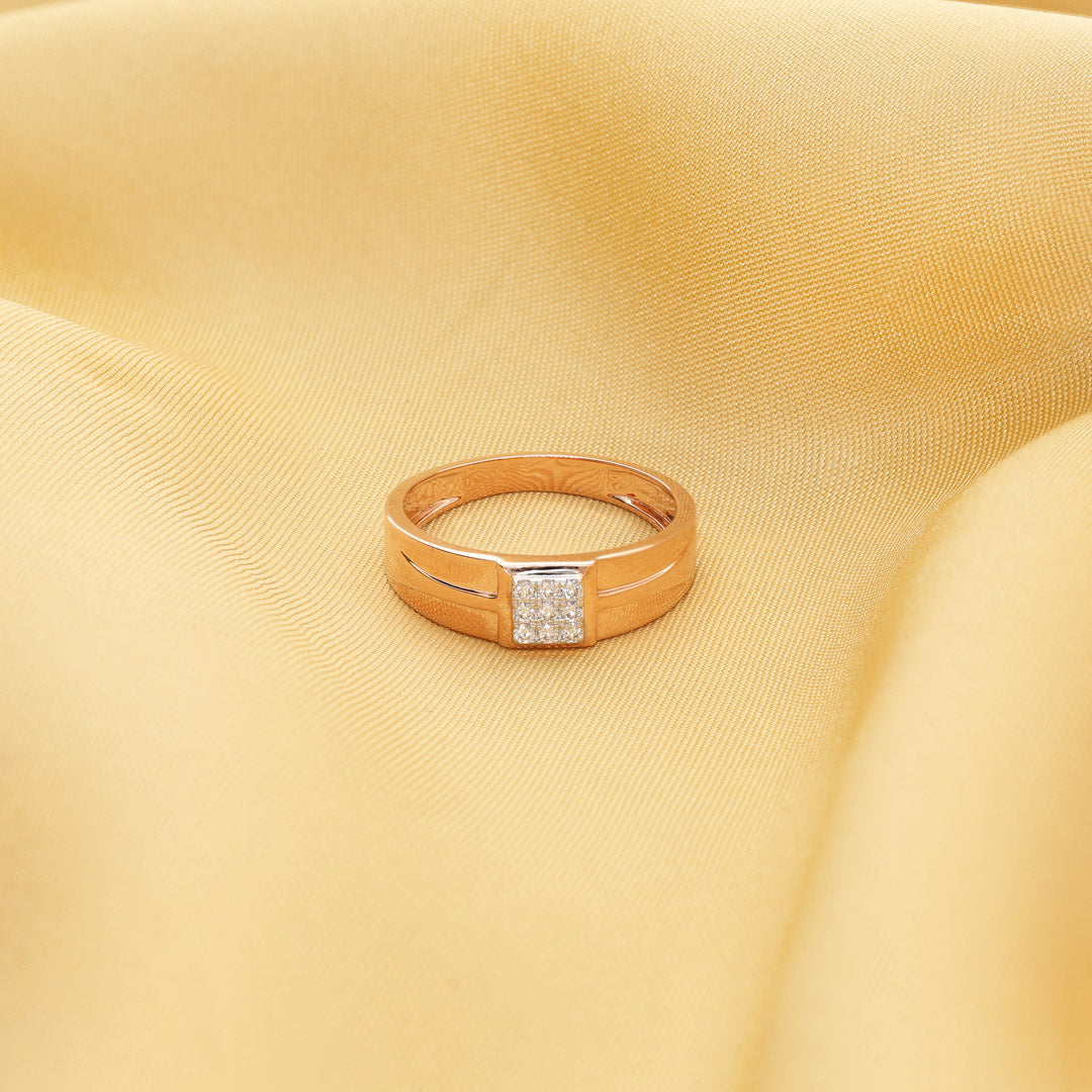 Regal Shield Diamond & Gold Men's Ring for Men