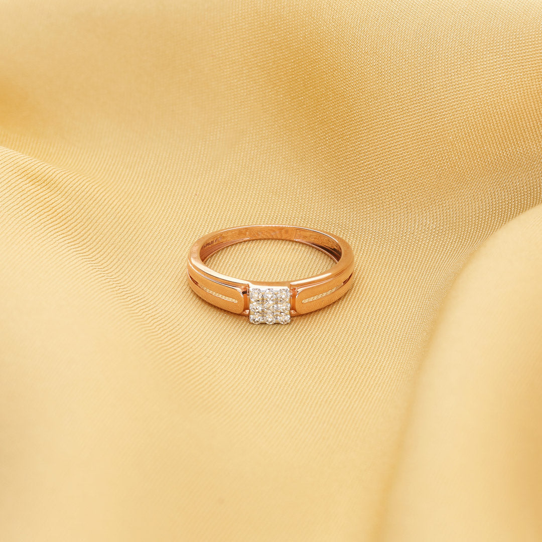 Prism Block Diamond & Gold Men's Ring for Men