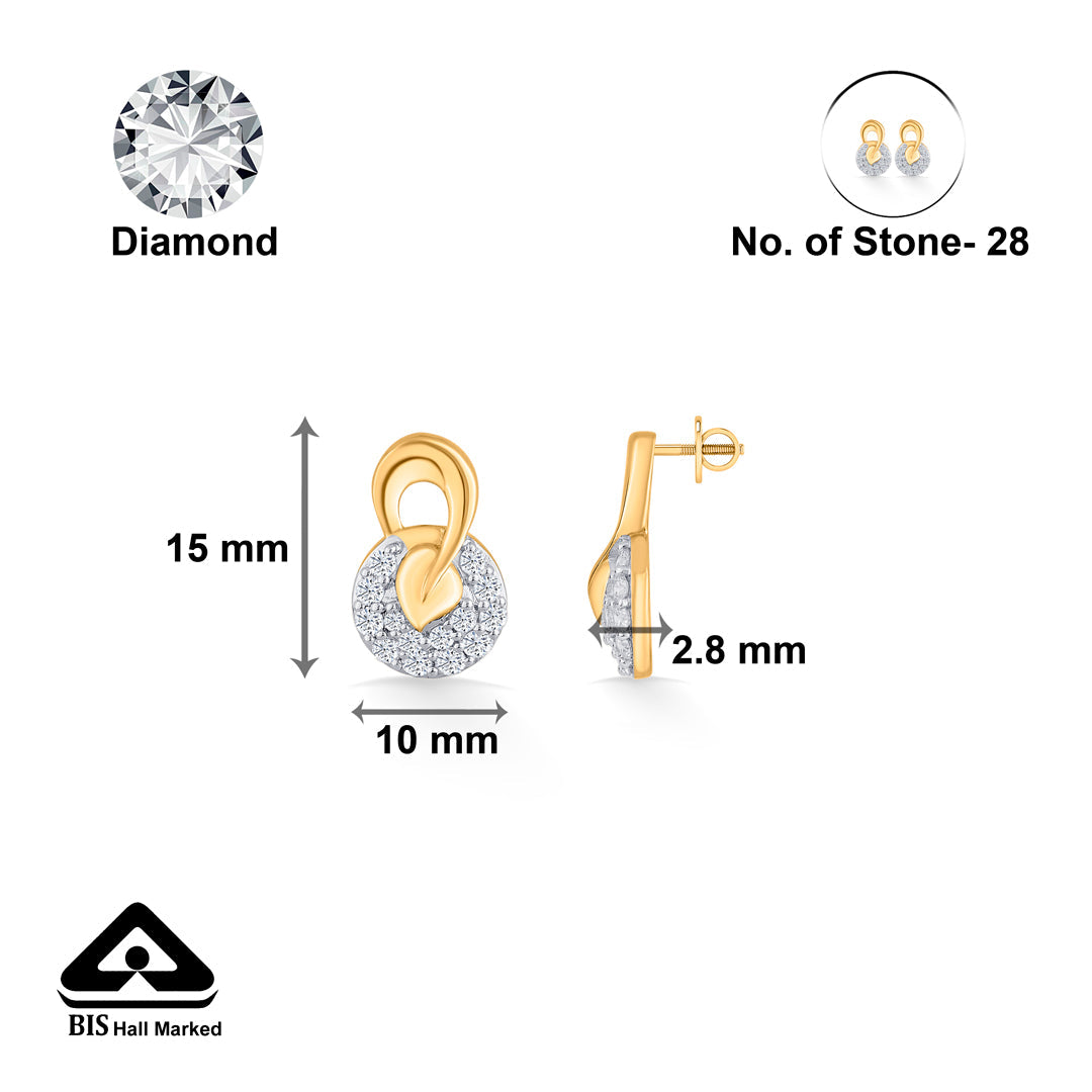 Lustrous Circles Diamond & Gold Stud Earrings for Women