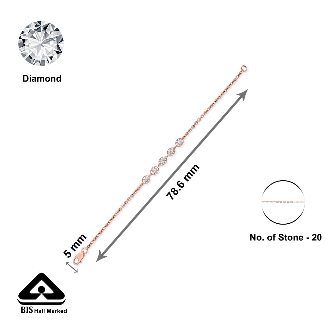 Multi Spark Diamond & Gold Flexible Bracelet for Women