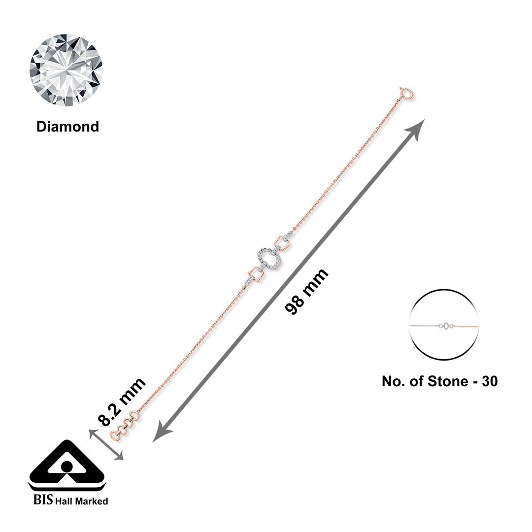 Halo Link Diamond & Gold Flexible Bracelet for Women