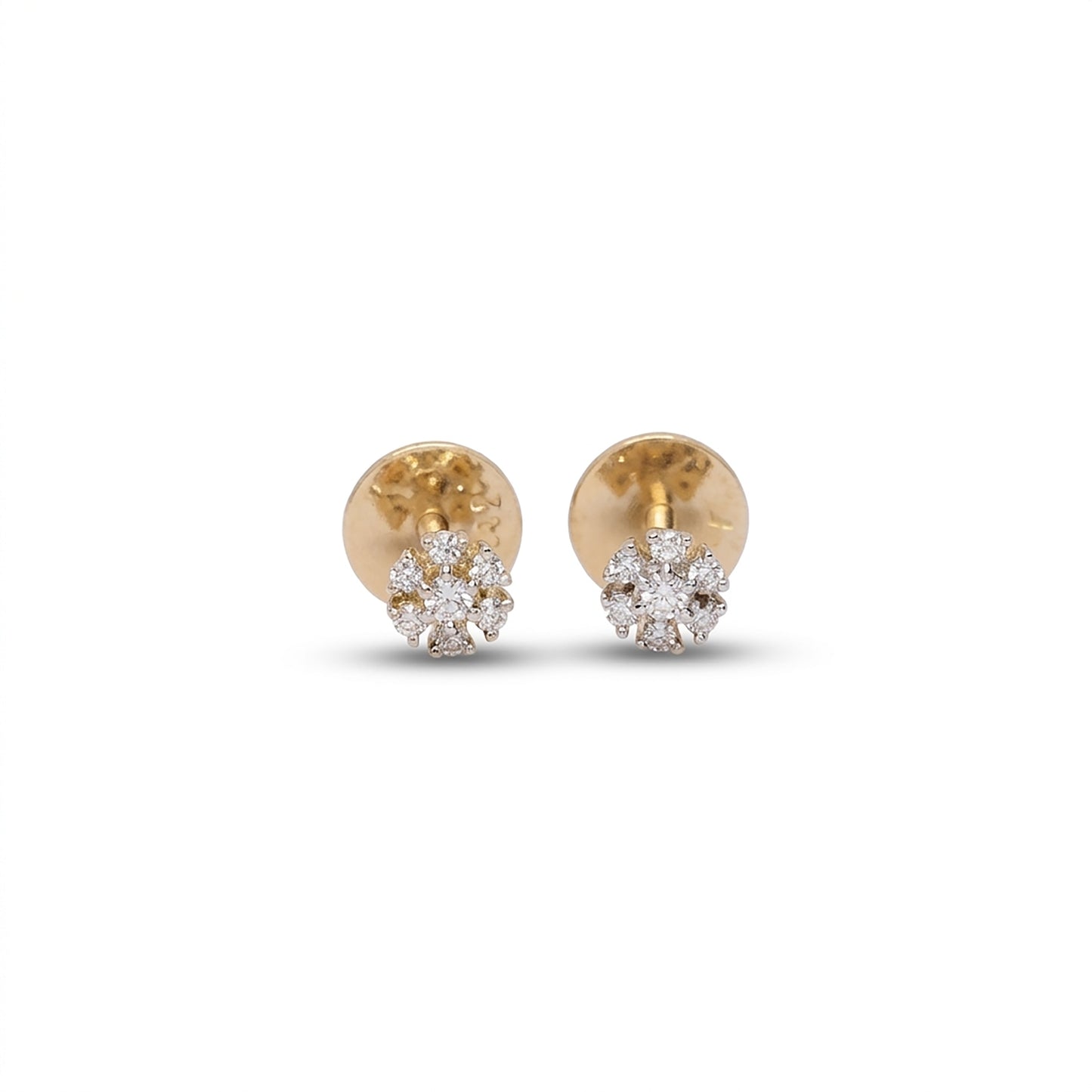 Sparkling Crest Studs Yellow Gold & Diamond Earrings