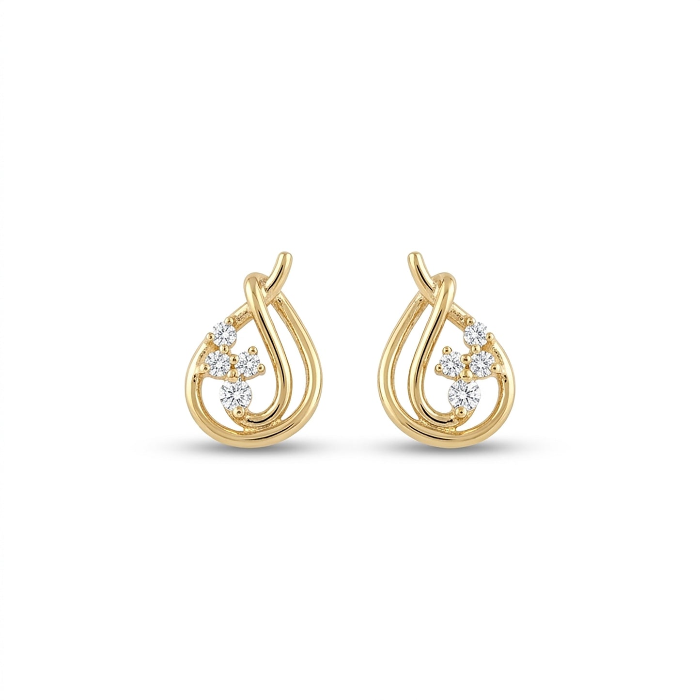 Sparkling Drops Studs Yellow Gold & Diamond Earrings