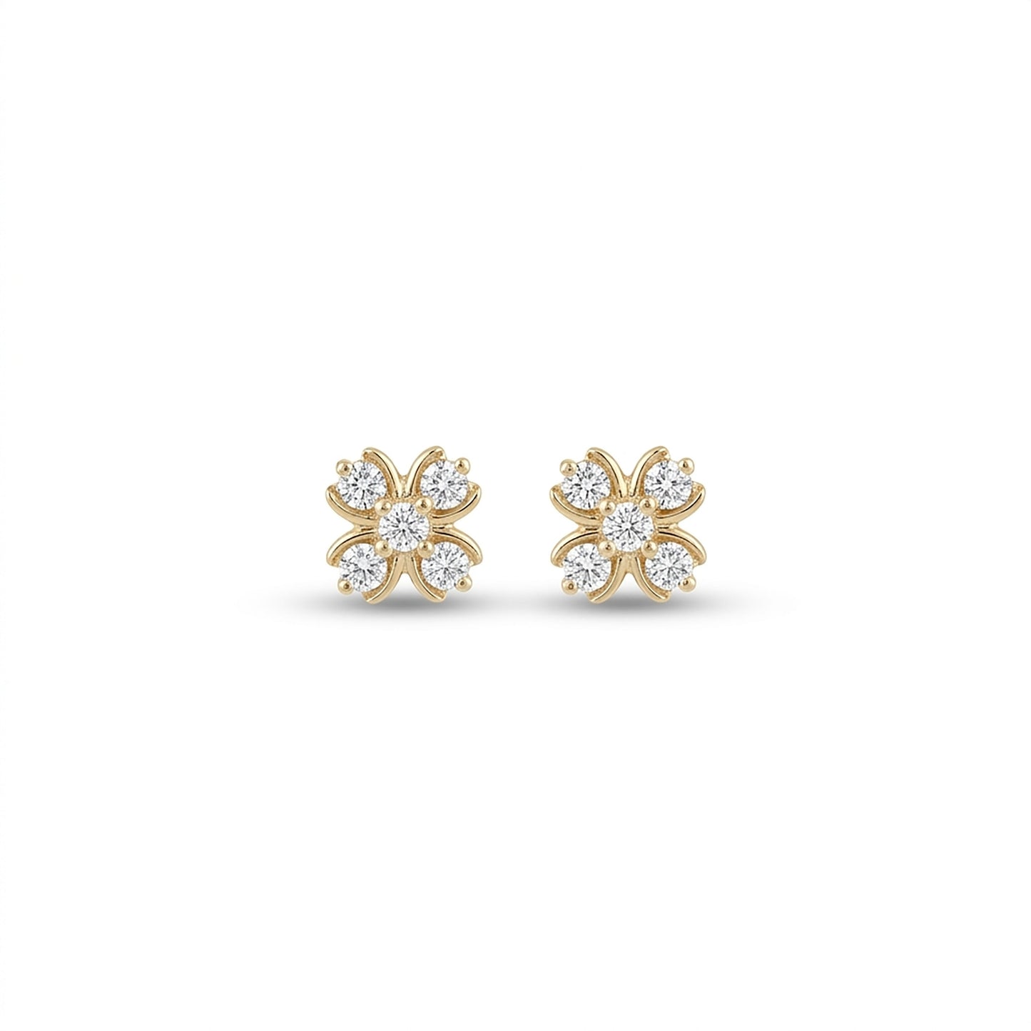Blooming Lustre Studs Yellow Gold & Diamond Earrings