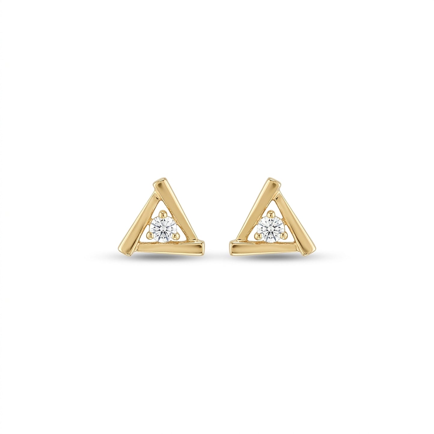 Radiant Geometry Studs Yellow Gold & Diamond Earrings