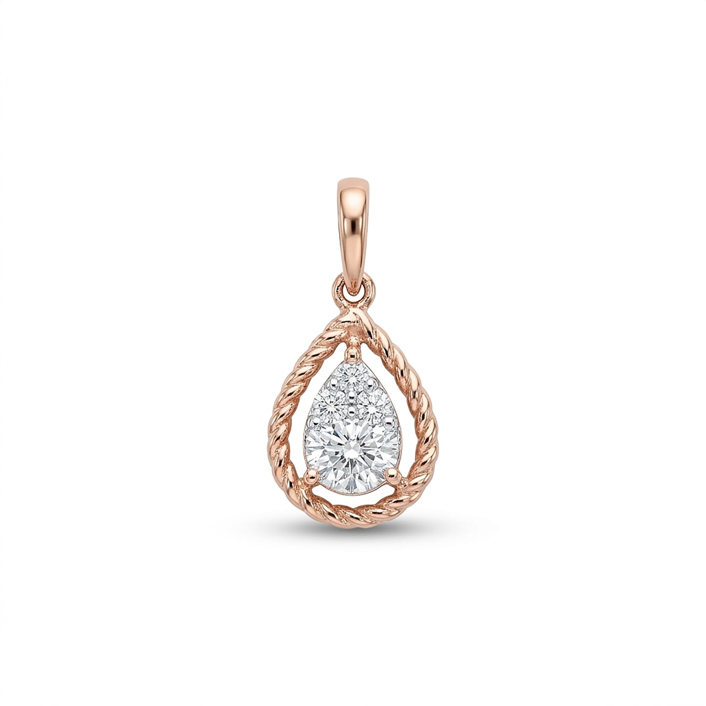 Lumiere Drop Modern Rose Gold & Diamond Pendant