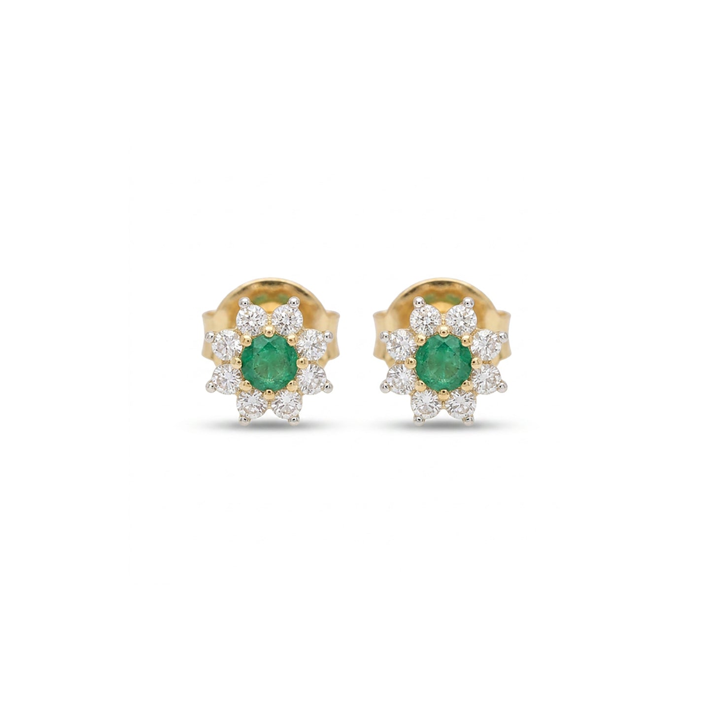 Floral Lustre Studs Yellow Gold & Diamond Earrings