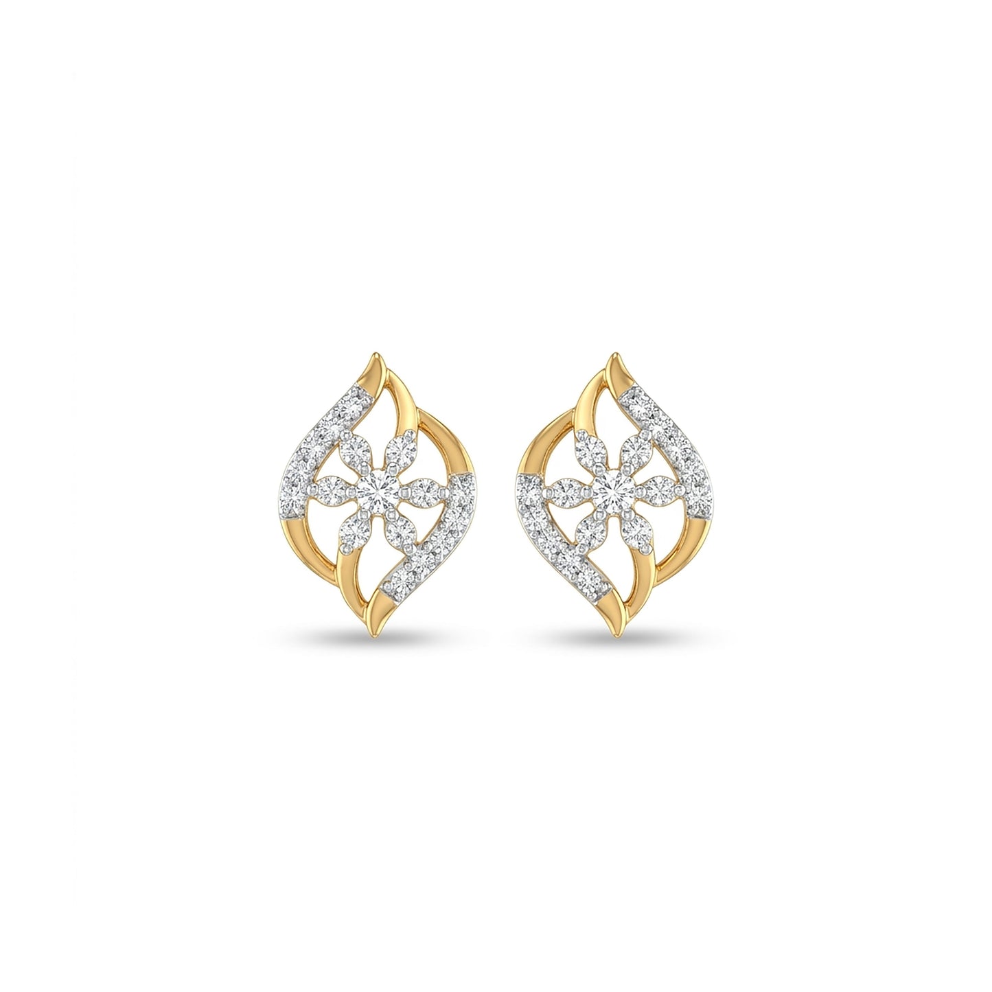 Radiant Dawn Studs Yellow Gold & Diamond Earrings