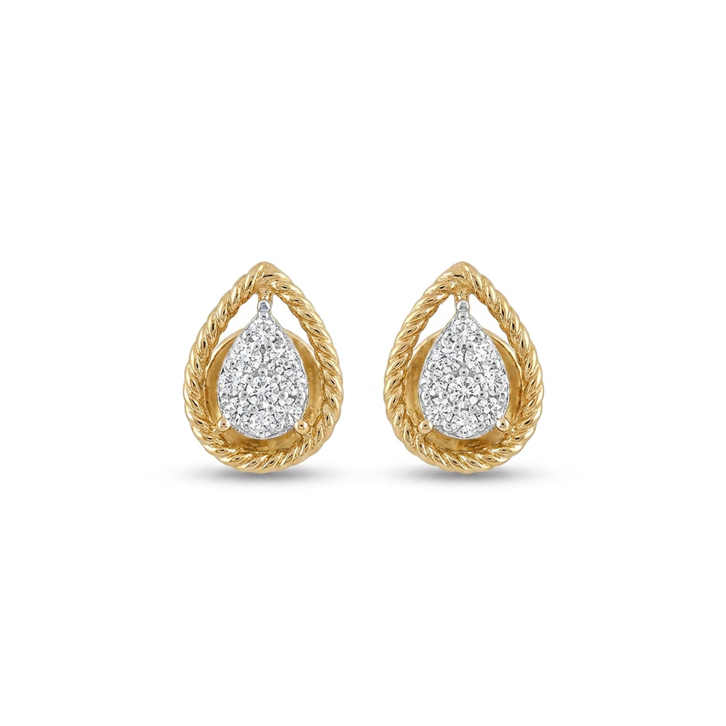 Pear Grace Studs Yellow Gold & Diamond Earrings