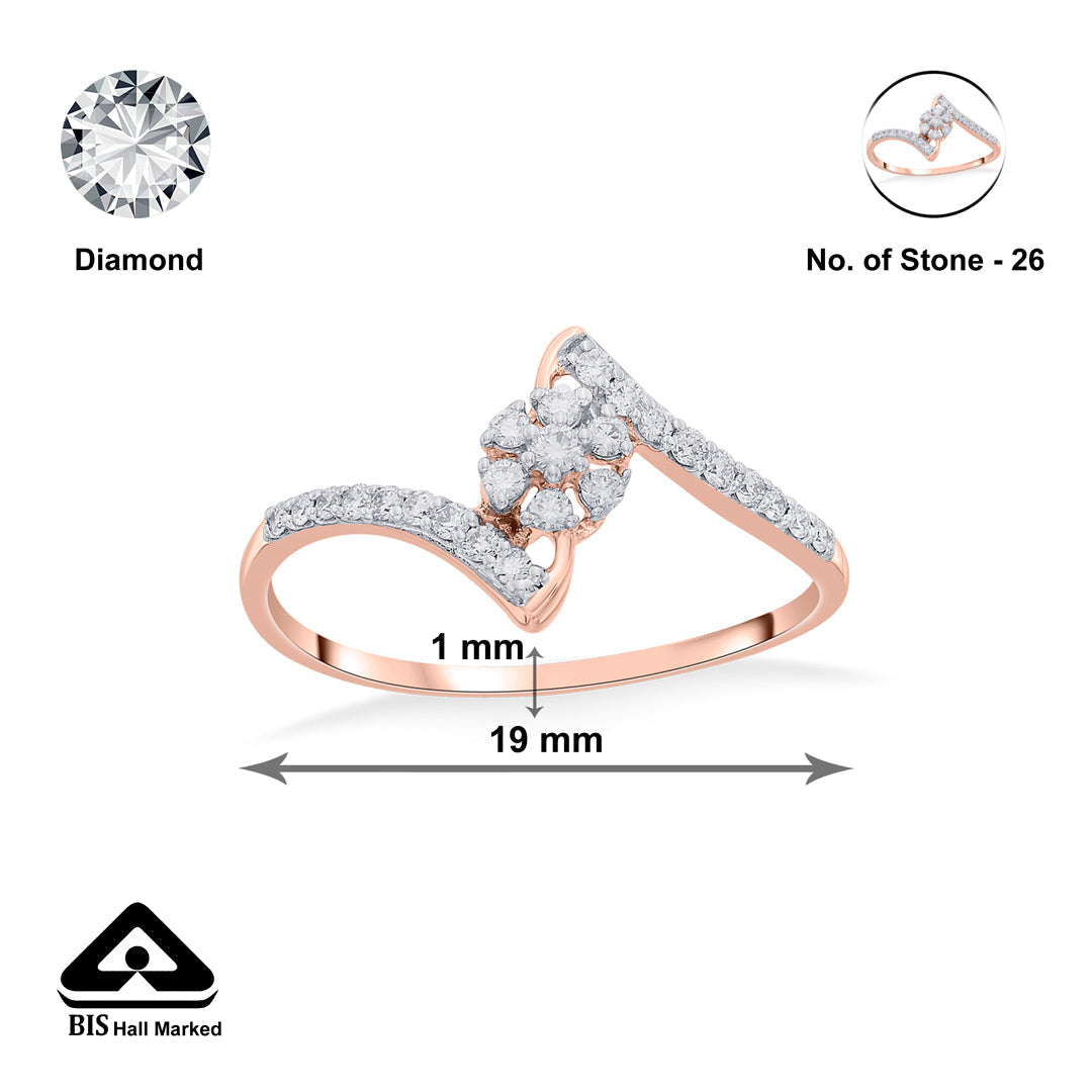 Studded Curve Diamond & Gold Fashion Ring for Women