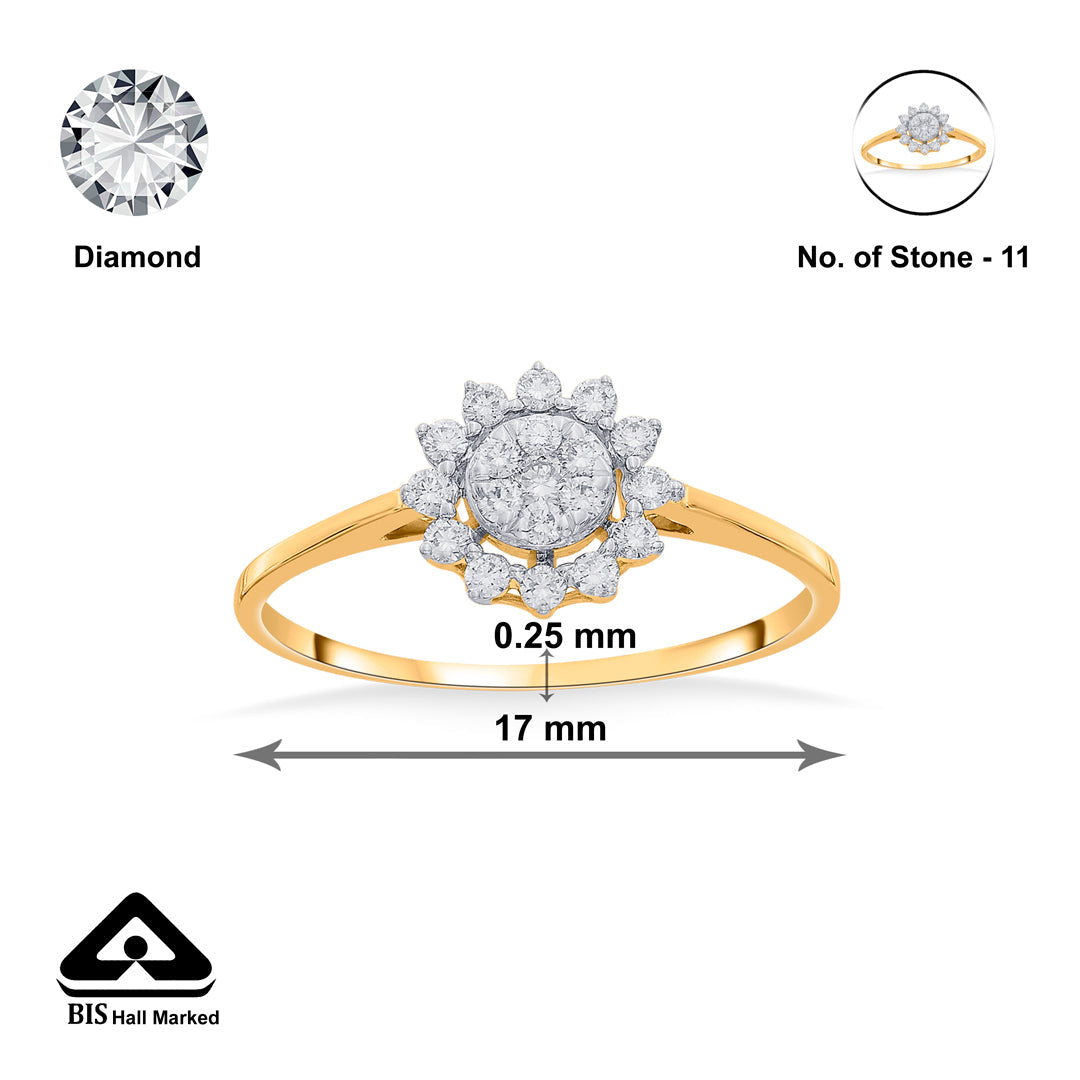 Aura Shine Diamond & Gold Casual Ring for Women