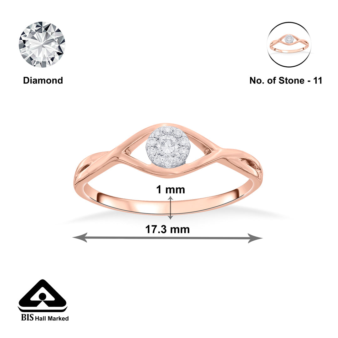 Evil Eye Shine Diamond & Gold Casual Ring for Women