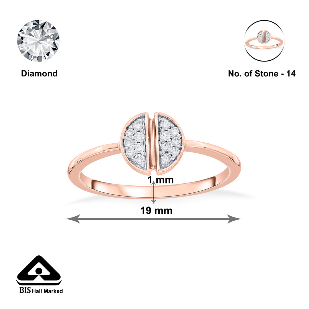 Split Gem Diamond & Gold Casual Ring for Women
