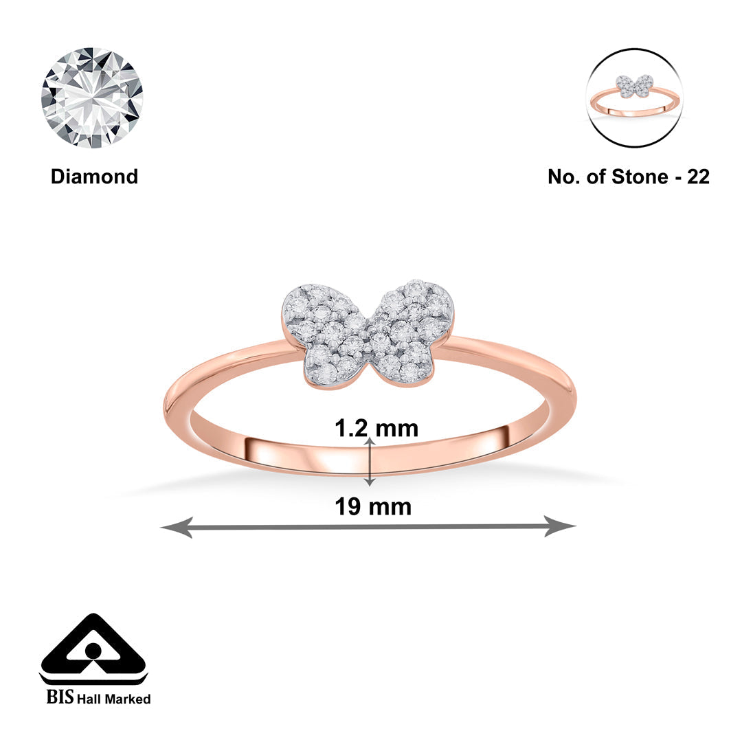 Butterfly Gleam Diamond & Gold Casual Ring for Women