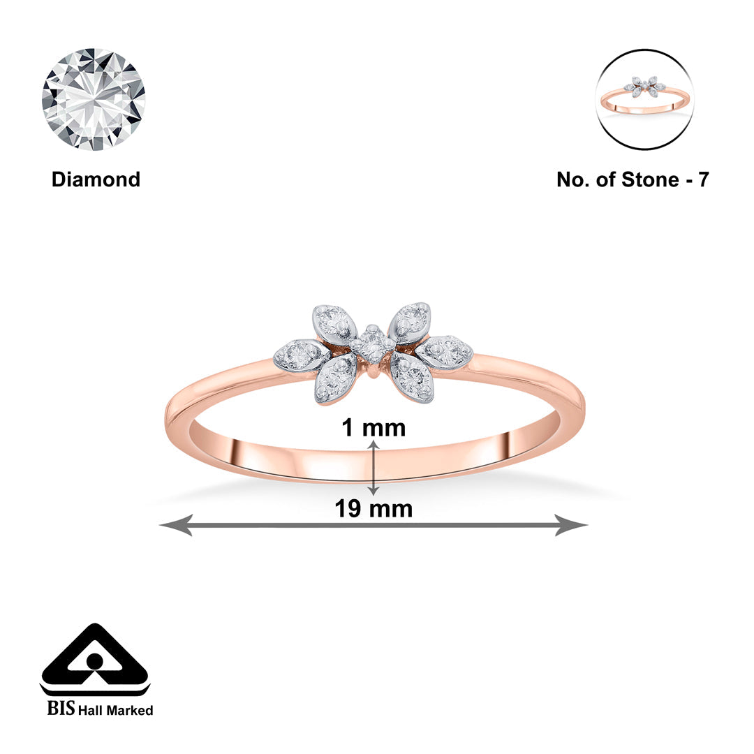 Double Bloom Diamond & Gold Casual Ring for Women