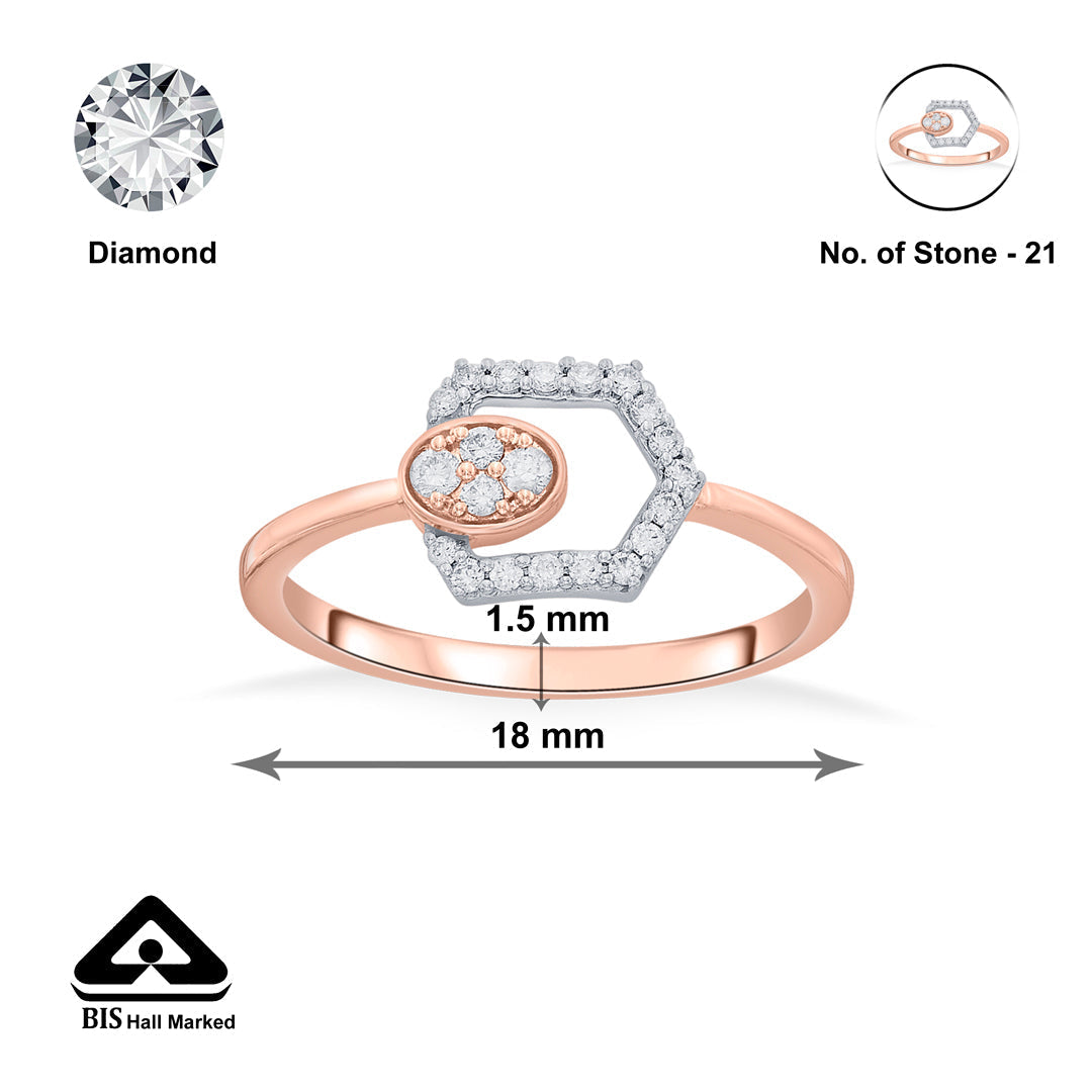 Hexa Muse Diamond & Gold Fashion Ring for Women