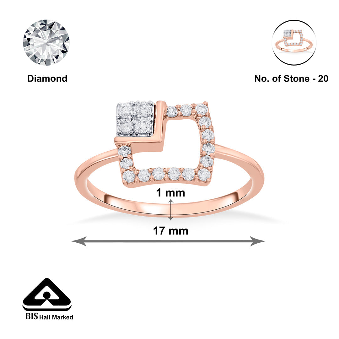 Corner Glow Diamond & Gold Fashion Ring for Women