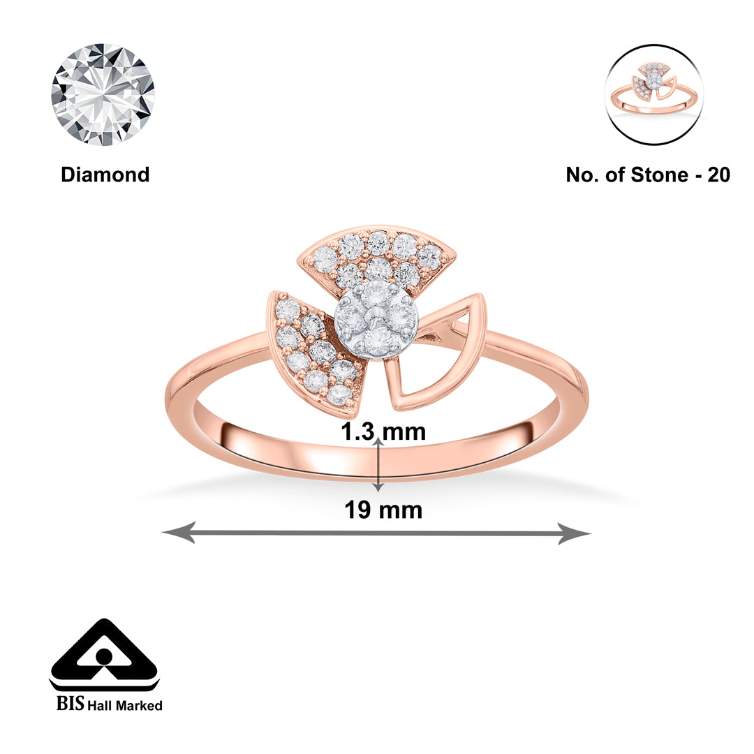 Spiral Fins Diamond & Gold Casual Ring for Women