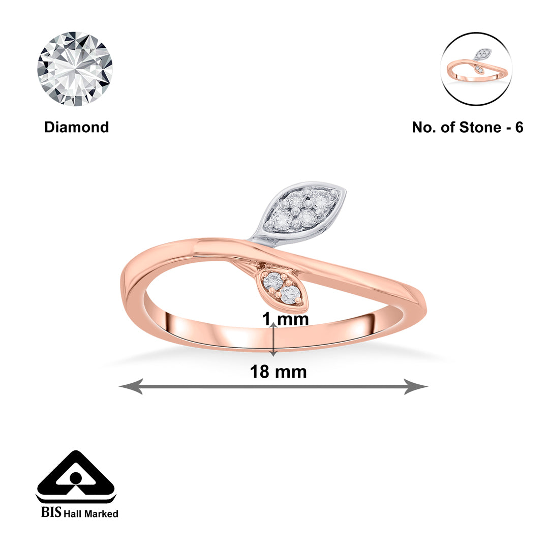 Fern Bloom Diamond & Gold Casual Ring for Women