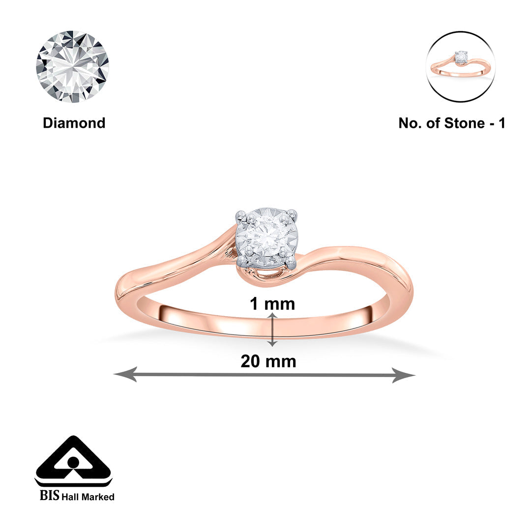 Keystone Curve Diamond & Gold Casual Ring for Women