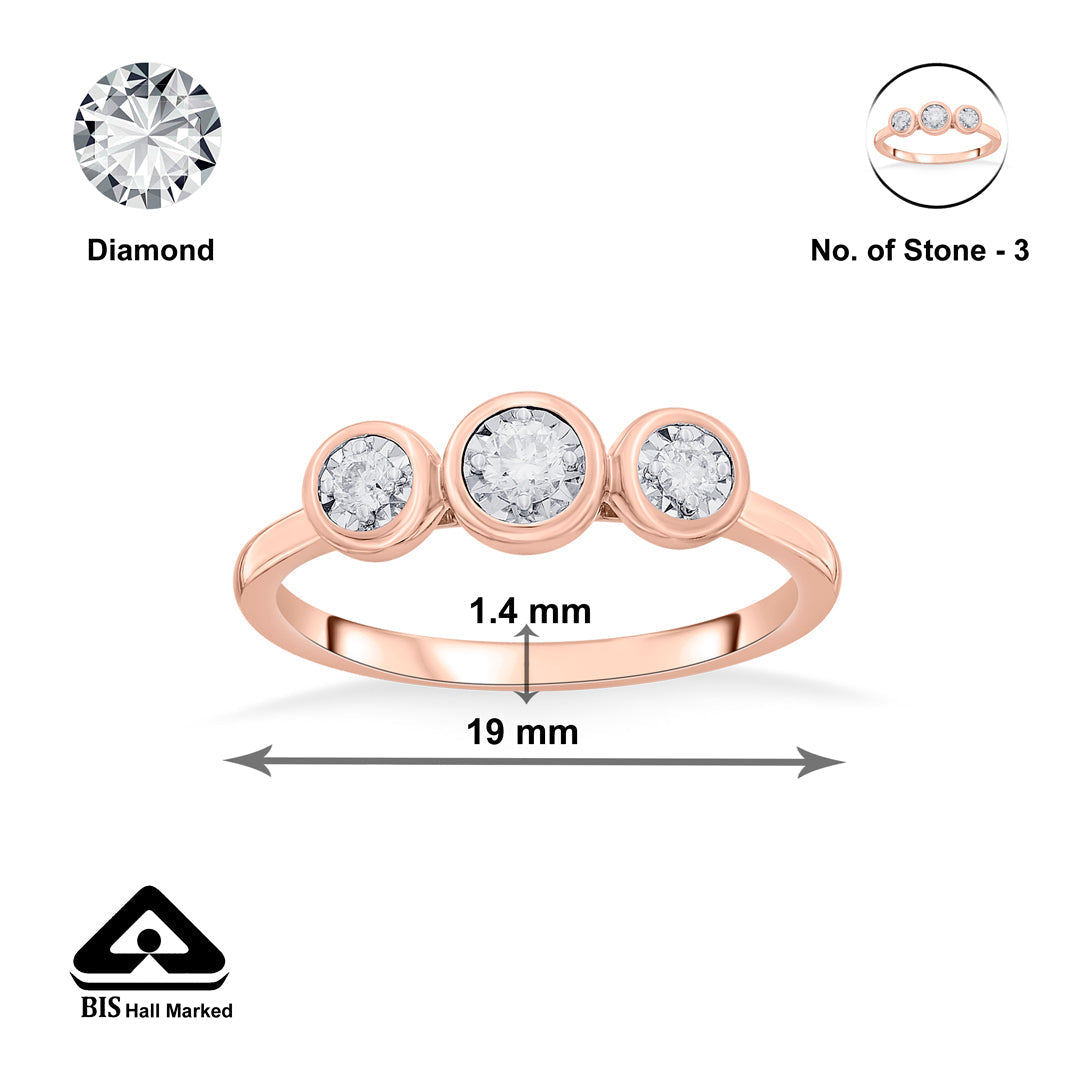 Triple Gleam Diamond & Gold Casual Ring for Women