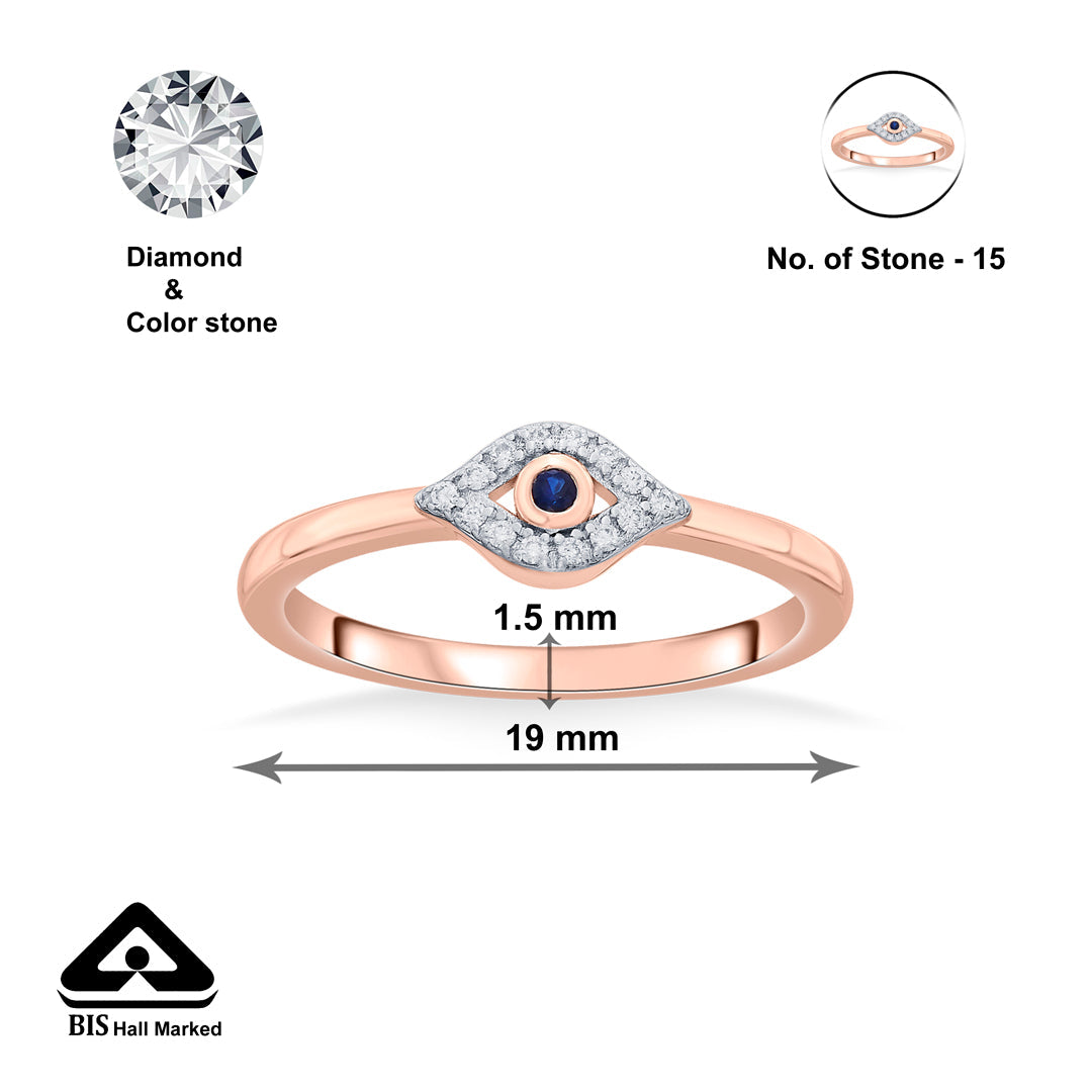 Evil Eye Charm Diamond & Gold Casual Ring for Women