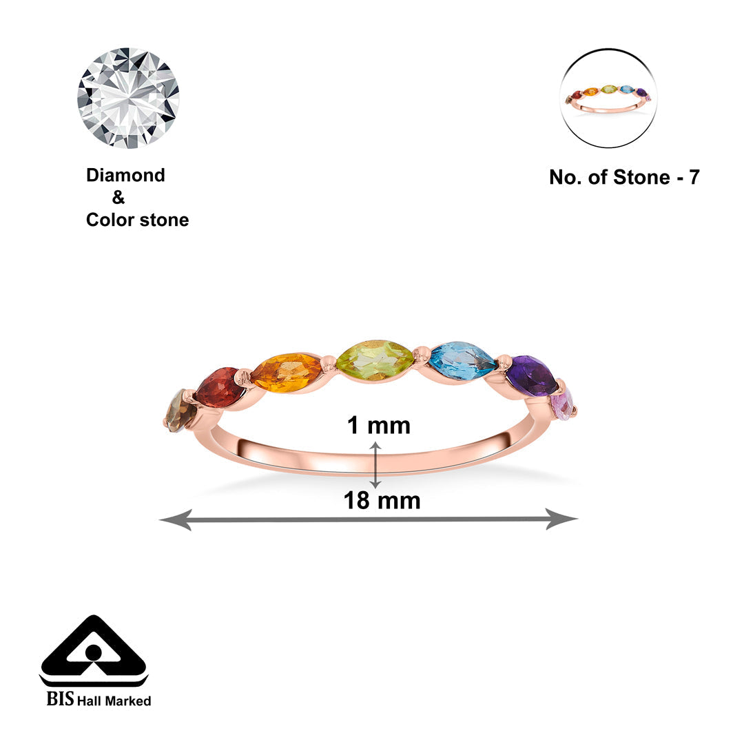 Multi Gem Gold Fashion Ring for Women