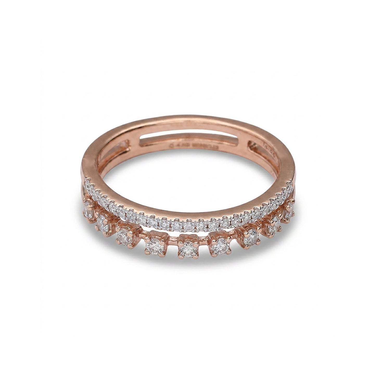 Rosy Whisper Band Rose Gold & Diamond Ring