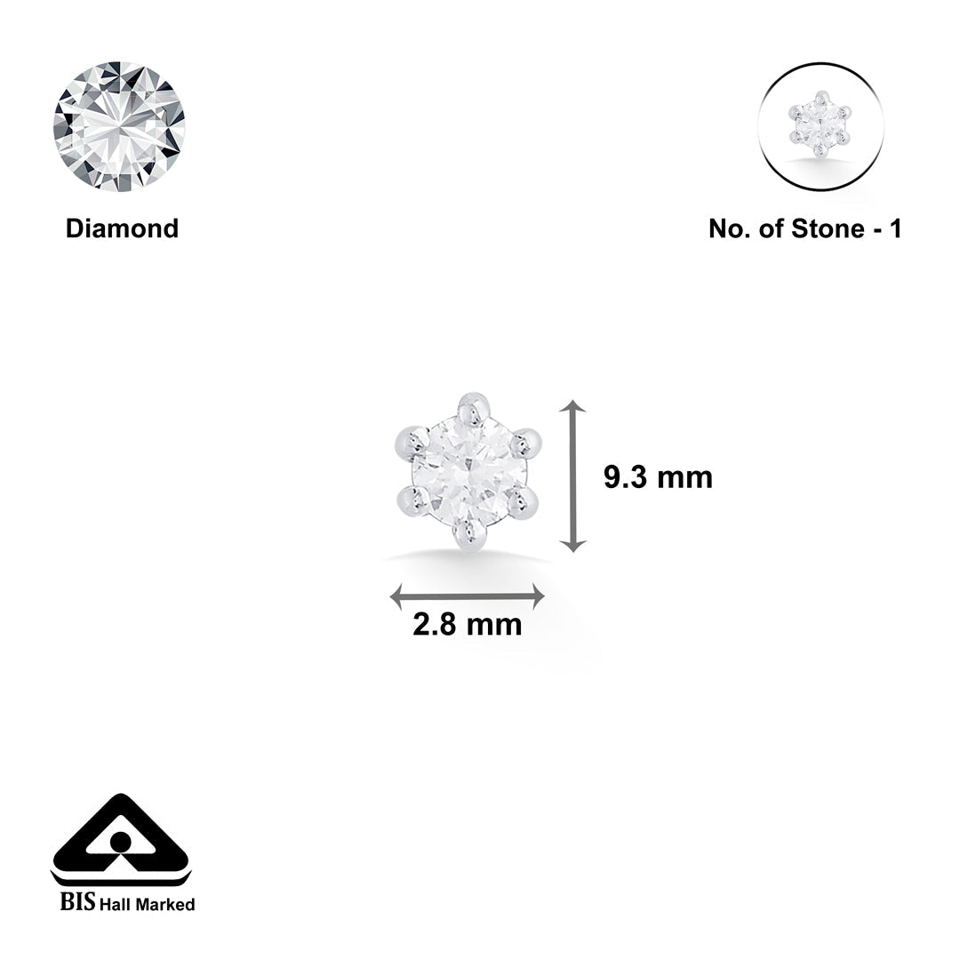 Snow Spark Diamond & Gold Nosepin Screw for Women