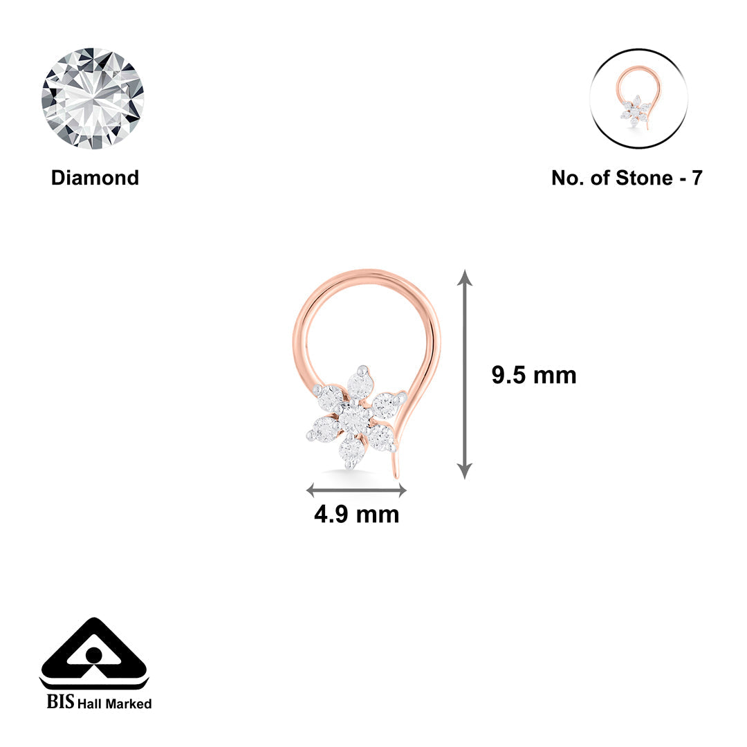 Bloom Shine Diamond & Gold Nosepin for Women