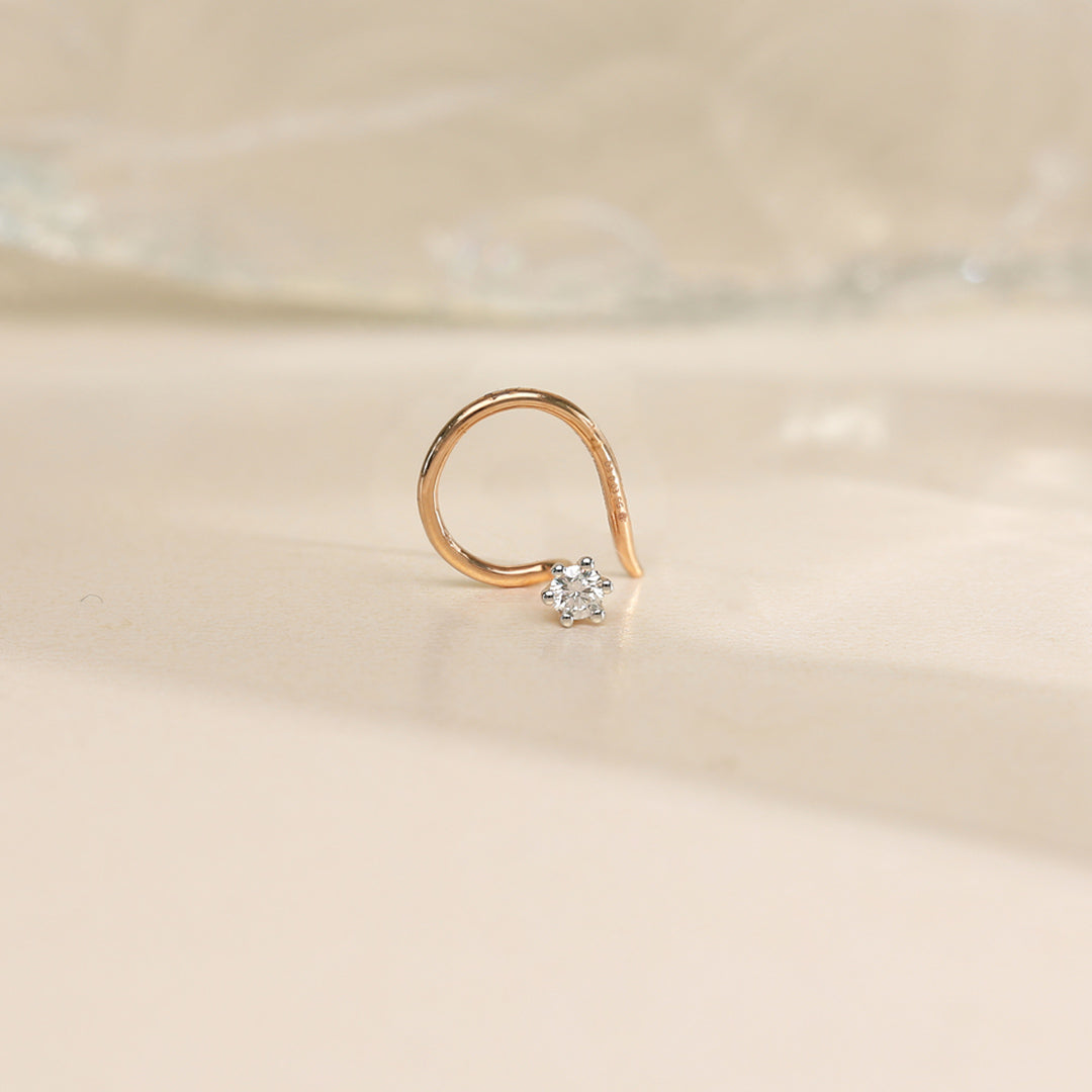 Morning Dew Diamond & Gold Nosepin Screw for Women