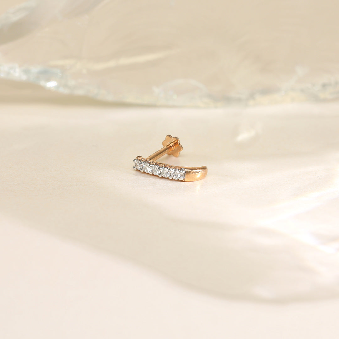 Axis Shine Diamond & Gold Nosepin Screw for Women